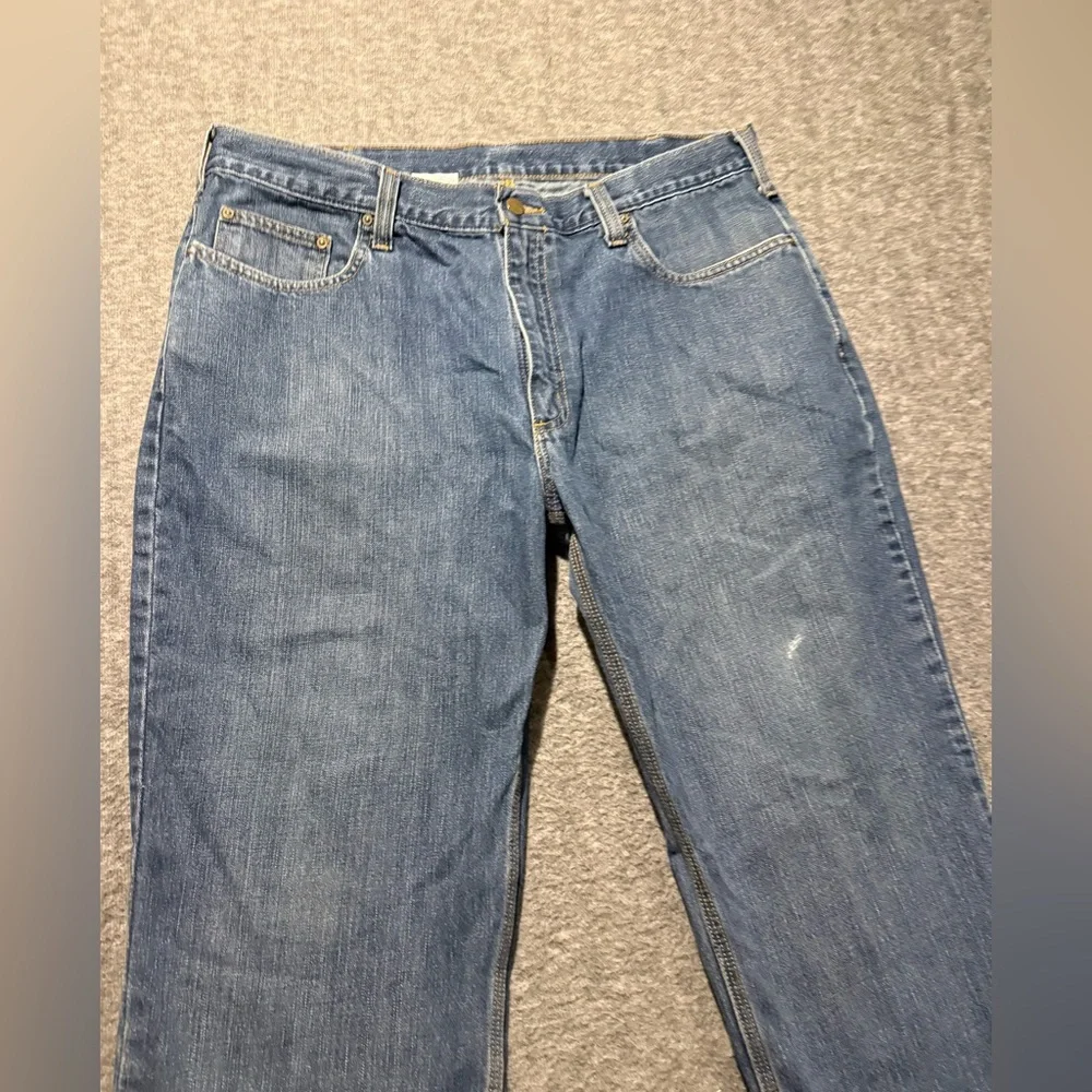 Carhartt 5 Pocket Jeans Men’s 38x32 blue Relaxed Fit Straight durable comfort
